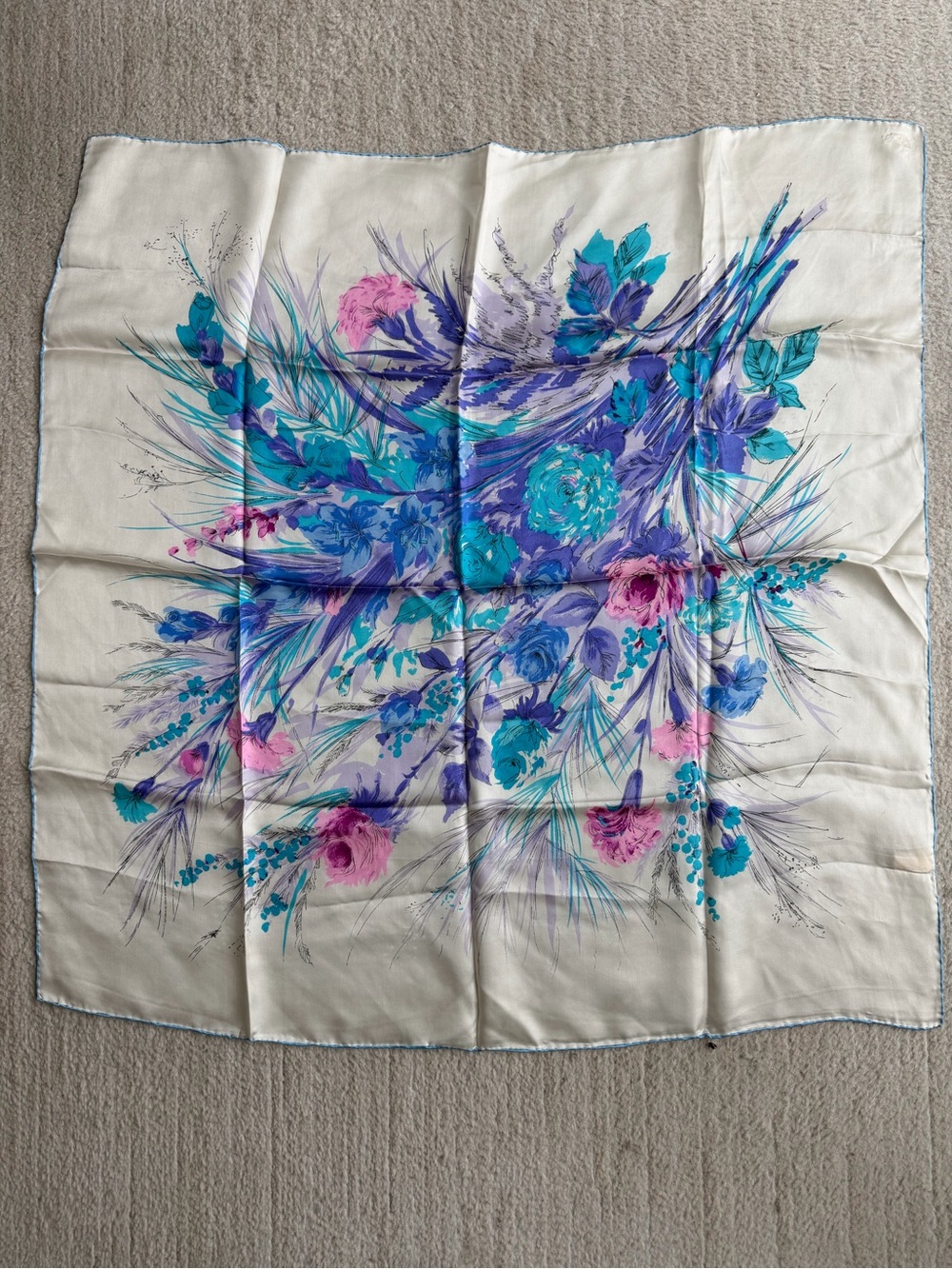 100% Silk Floral Scarf made in Japan